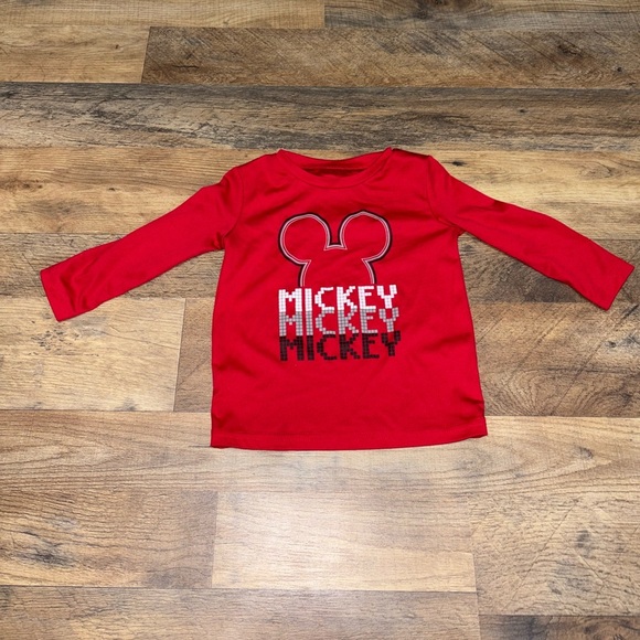 Disney Mickey Mouse Red Long Sleeve Shirt - Picture 1 of 2